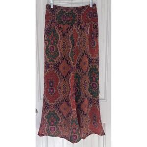 Earthbound Trading Co Women's Flowy Paisly Wide Leg Pants Size M Boho Hippie